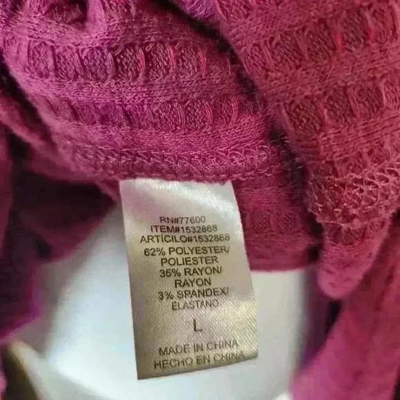 Cha Sor women's wine colored pullover thermal hoodie size large - Picture 5 of 7